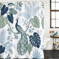 thumbnail image 3 of Summer Tropical Shower Curtains for Bathroom, Fabric Bath Curtains Decor, Bath Tub Curtain Vintage Monstera Leaves Peacock Botanical Decorative Shower Curtain Sets with 12 Hooks, 72x72 Inch, 3 of 6