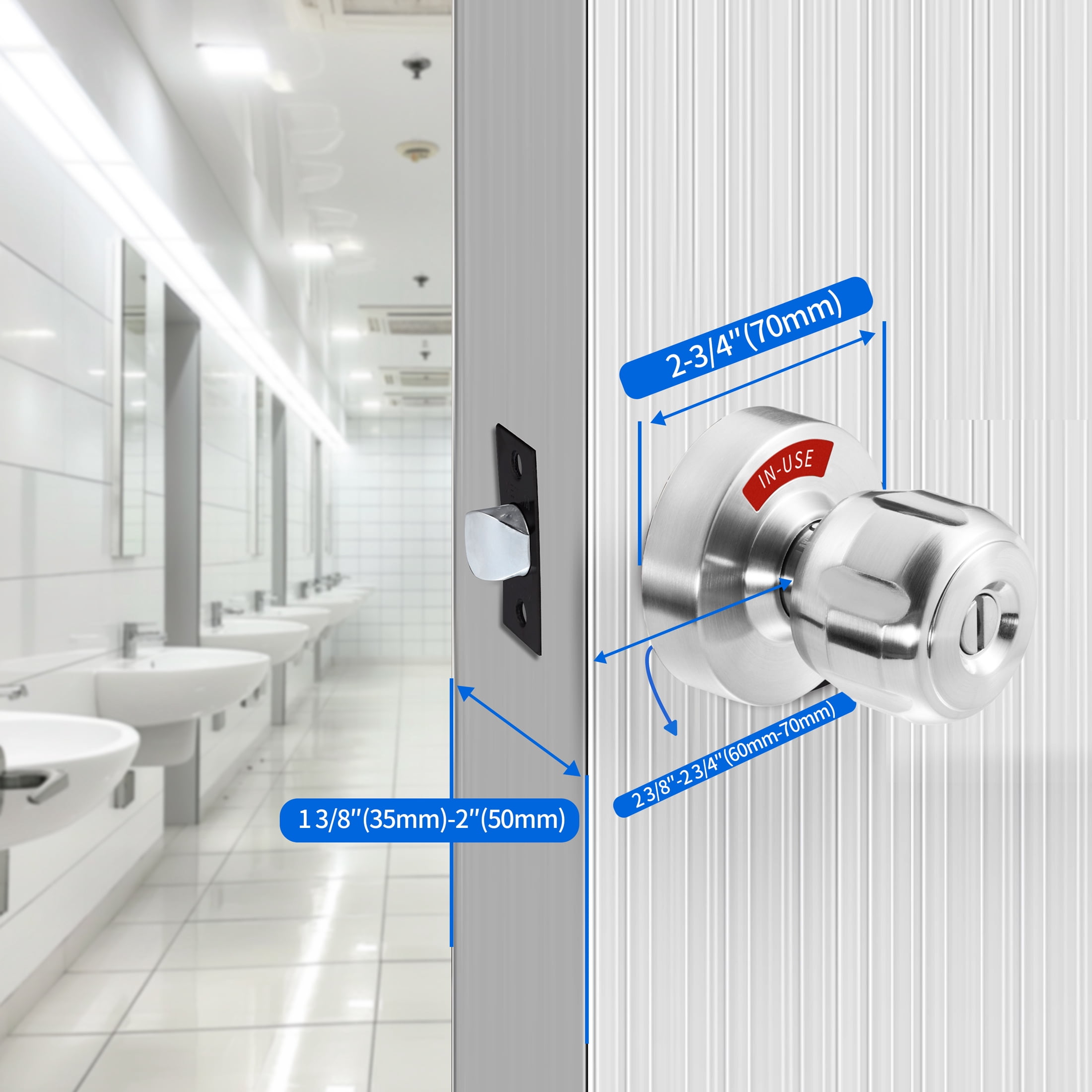 Men or Women Bathroom Privacy Door Knob Lock with Large Indicator, Thumbturn Lock, ANSI Grade2, for Office Home Apartment Airbnb Restrooms