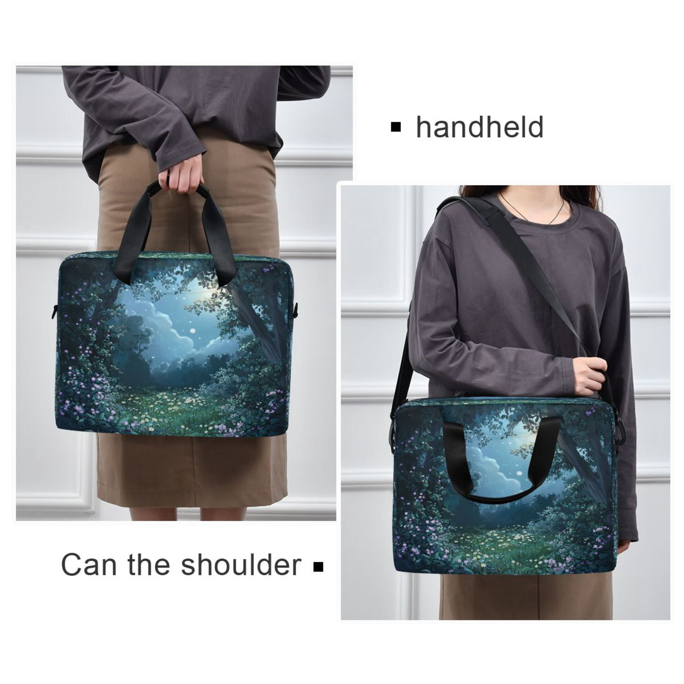16" Laptop Tote Bag Laptop Sleeve Case Computer Briefcase for Work & Travel Magic Little Flower Scene