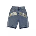 thumbnail image 5 of 2024 nueva moda de los hombres de la calle suelta pantalones de cinco cuartos de moda retro pantalones cortos de mezclilla con letras, 5 of 5