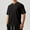 001Black, variant on Mens Solid Color Shirt Casual Short Sleeve Lightweight Band Collar Ribbed Knit Shirts Summer Work Tops