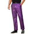 thumbnail image 4 of INSPIRE CHIC Men's Pants Metallic Sequin Dress Party Style Regular Fit Trousers 30 Purple, 4 of 6