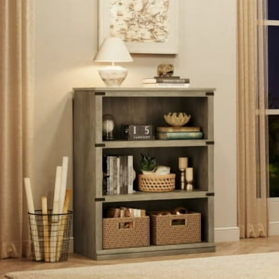 Acekid 5 Tier Book Shelf Farmhouse Book Case 67.4" Tall Shelf with Storage Wooden Bookshelves for Living Room Home Office Grey