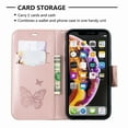 thumbnail image 6 of Allytech iPhone Xr Case (6.1"), Slim Fit PU Leather Folio Butterfly Embossed Shockproof Wrist Hand Strap Flip Cards Holder Wallet Case TPU Back Cover for Apple iPhone XR, Pink, 6 of 8