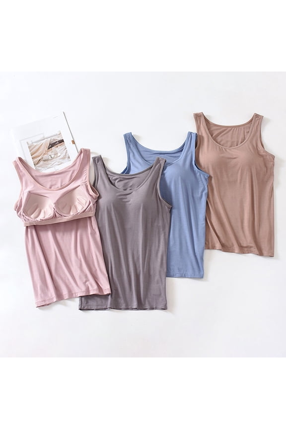 Cotton Shelf Bra Camisole Tops for Women Sleeveless Loose Fit Casual Cami Top Pilates Gym Activewear Basic Yoga Cami Shirt