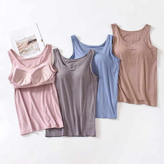 TrendOFT Womens Tank Tops with Built in Bras Cami Tanks Lightweight Undershirt Tank Tops Army Green L