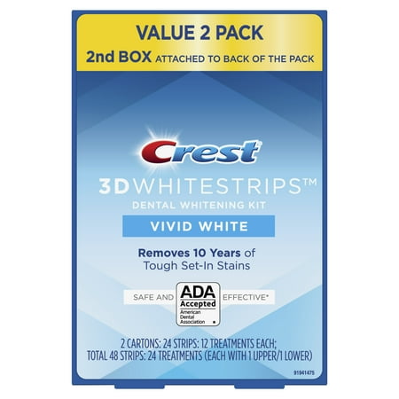 Crest 3D Whitestrips Vivid White Teeth Whitening Kit, Pack of 2, 24