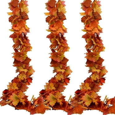 3 Pack Fall Garland Maple Leaf Garland 5.9Ft/Piece Fall Maple Leaves Garland Hanging Vine Garlands Artificial Fall Autumn Foliage Garland Thanksgiving Decor