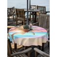 thumbnail image 2 of Outdoor Tablecloth with Umbrella Hole Zipper Coastal Round Tablecloth 60" Waterproof Outside Table Cloth Ocean Palm Tree Summer Beach Purple Blue Patio Table Cover Tablecloths for Picnic Party, 2 of 8