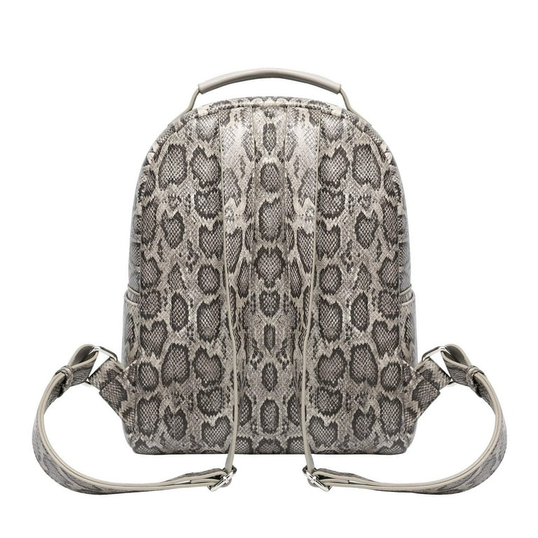 Daisy Rose Backpack Bag - Luxury PU Vegan Leather - Cream Snake 