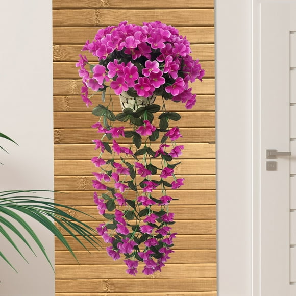 Cameland Violet Hanging Flowers Artificial Decor Silk Violet Simulation Hanging Faux Hanging Violets Hanging Artificial