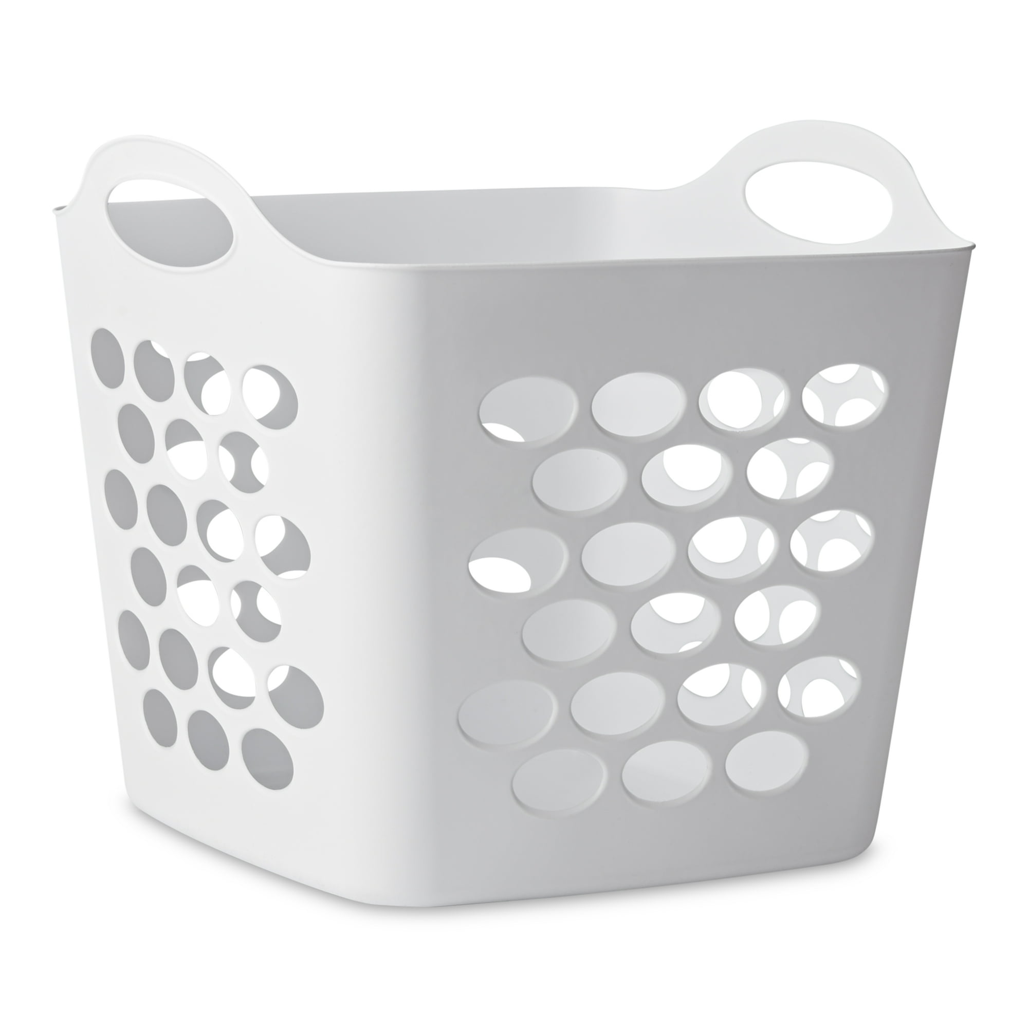 Mainstays Flexible Square Laundry Hamper with Handles, White Plastic