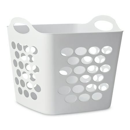 Mainstays 1 Bushel Flexible Square Laundry Basket, White