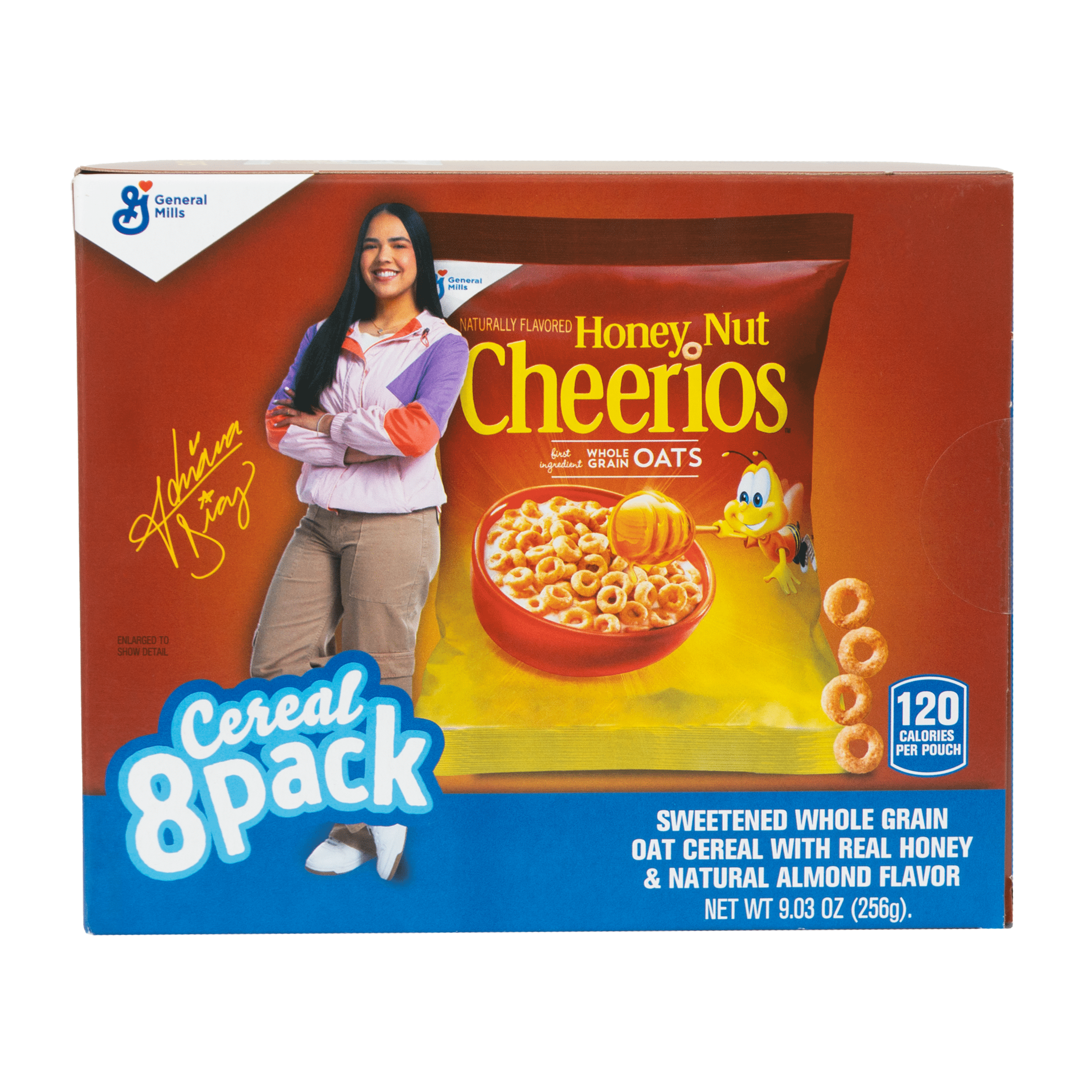 General Mills Crunchy Honey Nut Cheerios Bits Cereal, 9.03oz, 8 Pack, Shelf Stable, Cardboard Box