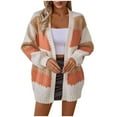 thumbnail image 4 of Jalioing Fall Sweater Cardigan Womens Casual Open Front Sweaters Coat Color Block Long Sleeve Knit Outwear, 4 of 6