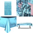 thumbnail image 5 of Decoración de fiesta de cumpleaños azul, pancarta de feliz cumpleaños, cortina de flecos azul cielo, mantel de aluminio, globos de confeti de papel de estrella de corazón Feliz Sencillez, 5 of 5