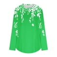 thumbnail image 5 of Womens Blouse Tops Plus Size Summer Fall Long Sleeves Round Neck Casual Loose Fitting Trendy Floral Printed Basic T-Shirt Tops,Green 1,L, 5 of 5