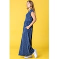 thumbnail image 4 of Navy Polka Dot Folded Cap Sleeve Maxi Dress with Pocket, 4 of 7