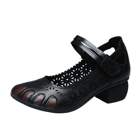 

nsendm Nude Tie up Wedges Hollow Retro And Sole Toe Summer Soft Women s Fashion Mid Heel Sandals Ethnic Rope Sandal Black 9