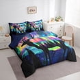 thumbnail image 3 of Homewish Wild Deer Silhouette 7 Pieces Bedding Comforter Set,Jungle Animal Full Bedding Set,Colorful Aurora Starry Sky Fitted Sheet Flat Sheet For Boys Kids,Breathable Home Decor Reversible, 3 of 8