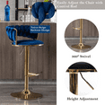 thumbnail image 4 of 24-32Inch Velvet Bar Stools, Counter Height Mechanical Lifting Swivel Barstools High Bar Chairs with Golden Leg Simple Bar Stool, Stools Chair with Footrest for Home Kitchen Island,Pub(Blue,Set of 4), 4 of 10