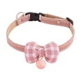 thumbnail image 2 of Checkered Bow Cat Collar Detachable Bow Tie Accessory, Kitten Necklace with Breakaway Buckle, Preppy Style for Small Pets, 6-9 Inches, 2 of 6