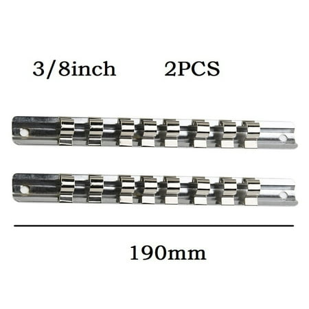 

2PCS Socket Rack Holder 1/4 3/8 1/2inch 8 Clips On Rail Tool Organizer Storage