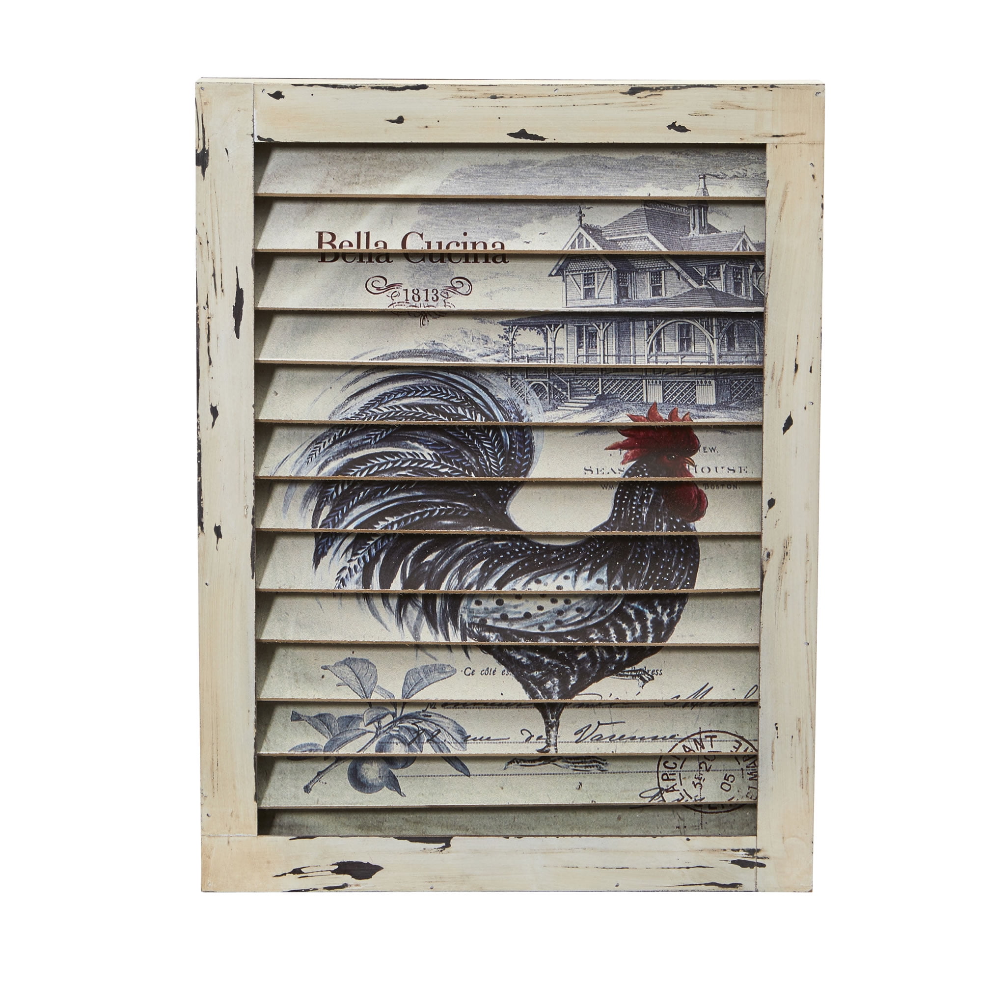 Nearly Natural Rooster Window Shutter Wall Decor Walmart Com Walmart Com