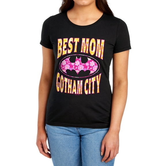 Batman Mother's Day Best Mom in Gotham Women's T Shirt, Black, Large