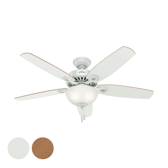 Restored Hunter Fan 52 inch Traditional White Indoor Ceiling Fan with Pull Chain, 5 Blade (Refurbished)