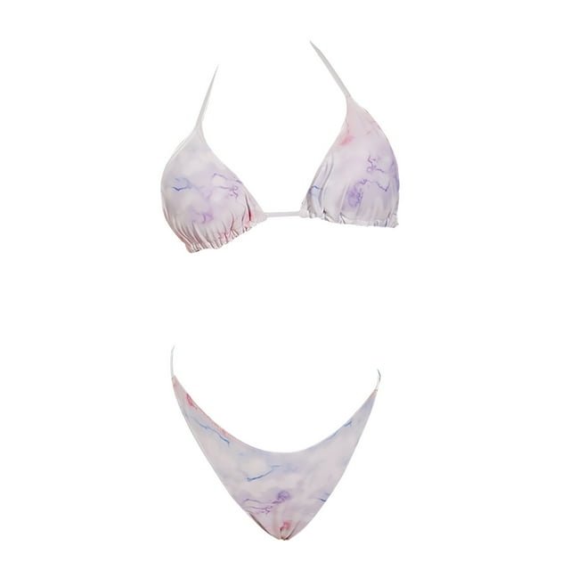 WTXUE Ensemble de Maillot de Bain Bikini Taille Haute Maillot de Bain Deux Pièces Imprimé Triangle Col Bikini Maillot de Bain Mince Ensembles (Femmes) Taille g