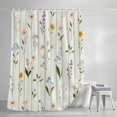 thumbnail image 4 of Spring Floral Extra Long Shower Curtain Set, Waterproof Shower Curtains for Bathroom, Summer Botanical Sage Green Striped Washable Fabric Bath Curtain for Bathtub Decoration with Hooks 72x96 Inches, 4 of 9