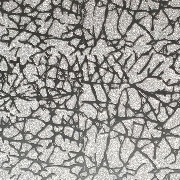 Dundee Deco Peel and Stick Self Adhesive Wallpaper - Abstract Glitter Black on Silver Cracks, 18 ft x 18 in