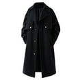 thumbnail image 4 of Mens Trench Coat Slim Fit Notched Collar Fall Winter Single Pea Coat Warm Soft Overcoat, 4 of 6