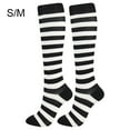thumbnail image 1 of Chaussettes de Compression 20-30mmhg Longueur Genou Sport Chaussettes de Compression Unisexes pour Course Cyclisme, Noir Blanc, P/M, 1 of 8