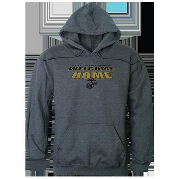 Rapid Dominance USMC Welcome Home Graphic Mens Pullover Hoodie [Heather Charcoal Grey - S]