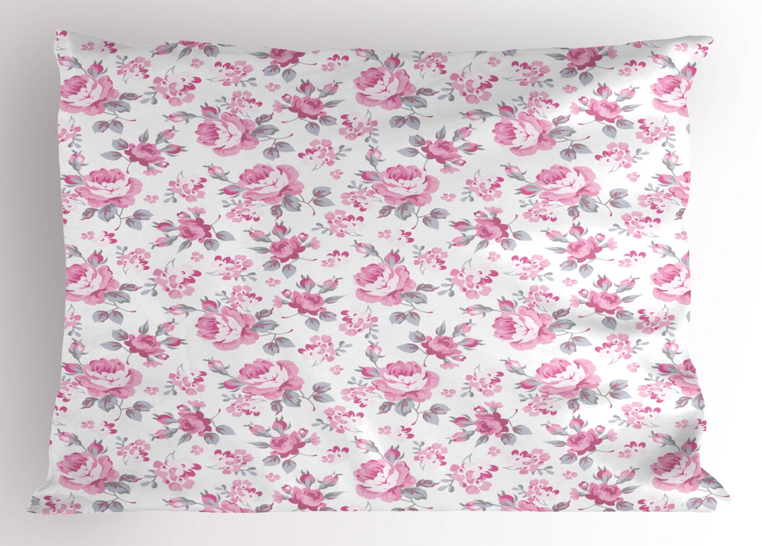 Pink Blue Gray ROSE Floral Ruffled PILLOW SHAM SHABBY CHIC CHOOSE* 1 