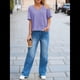 thumbnail image 5 of Camisetas de Verano con Cuello en V para Mujer, Blusas Casuales de Corta, Holgadas y Básicas. Púrpura M, 5 of 9