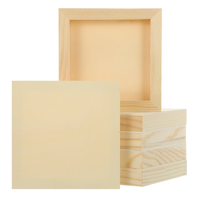 Uxcell 6Pcs Tableros de Lienzo de Madera, Lienzos de Arte de Madera de 5x5 Pulgadas, Panel de Madera Sin Terminar para Pintura, Manualidades, Proyectos de DIY, Arte de Vertido