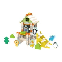 Almencla DIY Building Blocks House Wooden Toys Construction Building Model Set Parent Child Interaction Educational Toy for Boys Girls Zoo