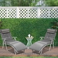 thumbnail image 3 of Patiojoy 2 Pcs Chaise Longue Pliante Rembourrée Inclinable Réglable Gris, 3 of 6