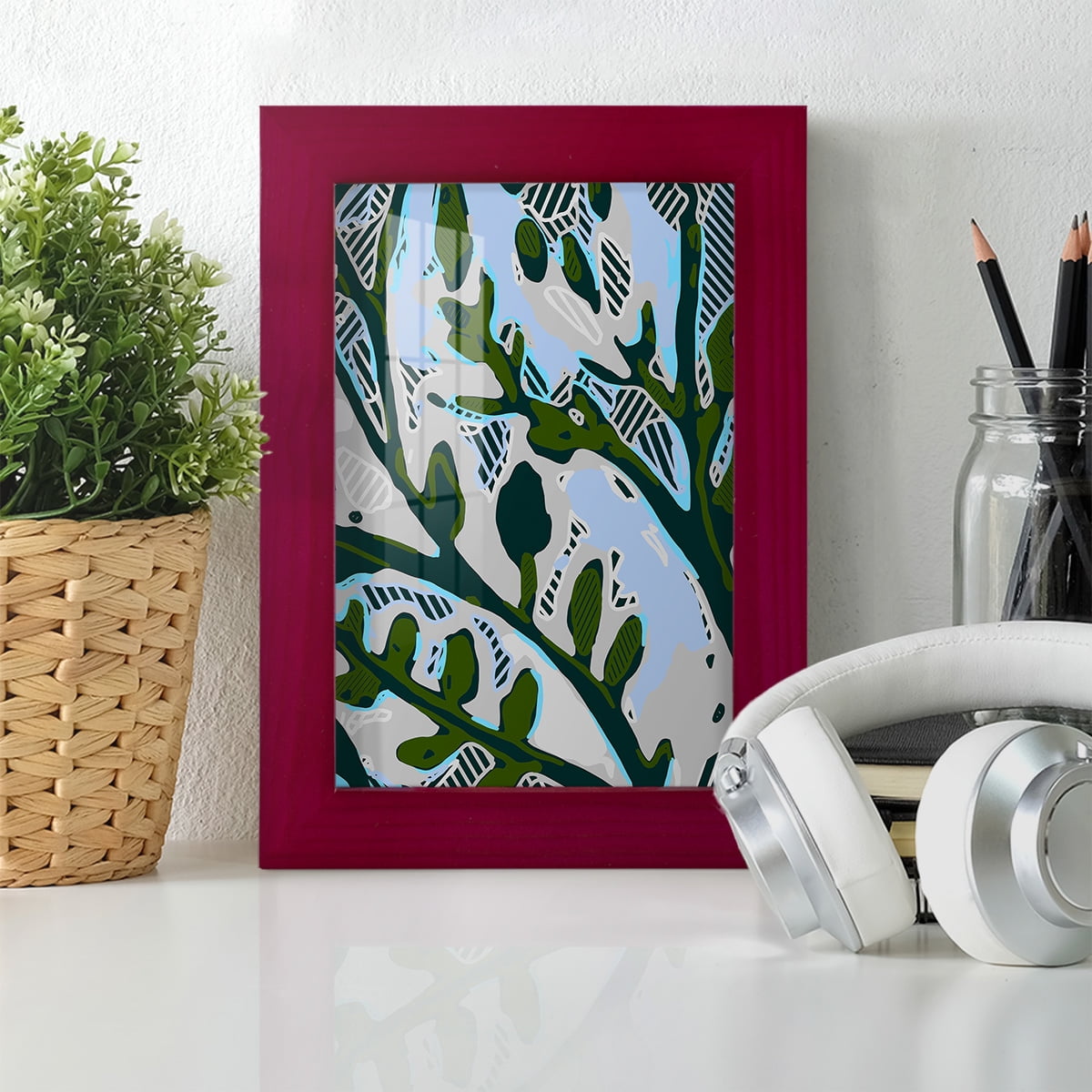 Abstract Tree Limbs II -Framed Print w/glass-Cherry Red