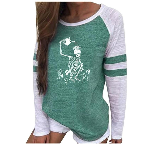 Camisas sexy para mujer Cuello redondo Manga larga Tops Impreso Blusa regular Fridja fjkfkj1877