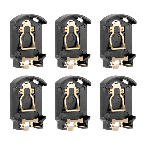 Unique Bargains 6 Pcs Brown Plastic CR2032 Cell Button Lithium Battery Socket Holder