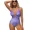Purple, variant on Women Sexy Sequinned One Piece Swimsuits Plunge V Neck Strappy Bathing Suit Hollow Out Monokini Swimwear