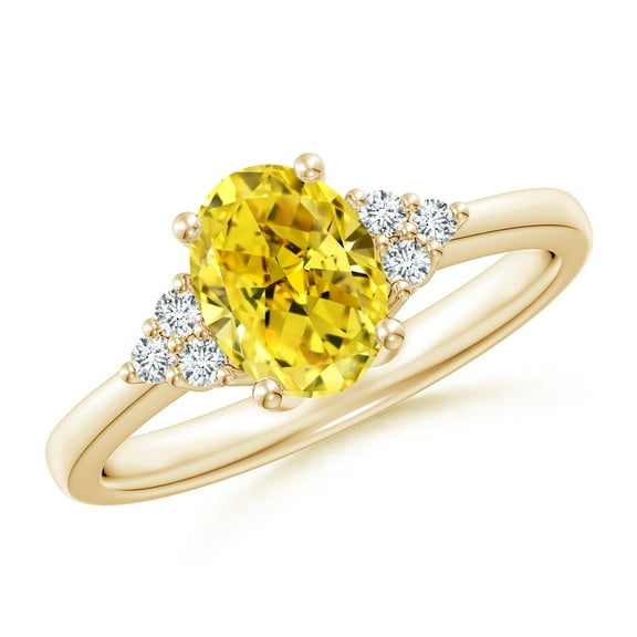 ANGARA IGI Certified Lab Grown 1.15 Ct Yellow & White Diamond Promise Ring for Women in 14K Yellow Gold (Size-8x6mm| Clarity-VS) | Anniversary, Jewelry Gift for Women | Lab-Grown Yellow Diamond Ring