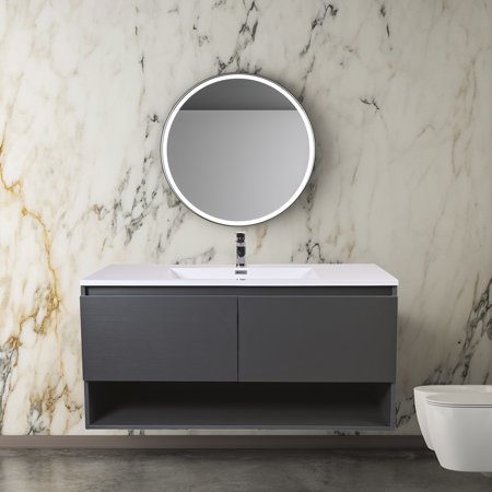 36 Wall Mounted Single Bathroom Vanity with 2 Soft Closing Doors and a High Quality Acrylic Vanity Top