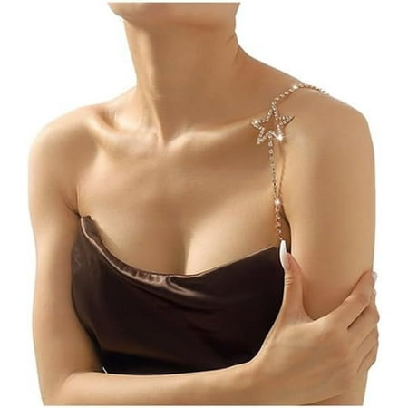 GZhLonKiMa 1Pair Rhinestone Heart Shoulder Strap Chain Bridal Wedding Lingerie Strap Shoulder Chain Crystal Underwear Chain for Women