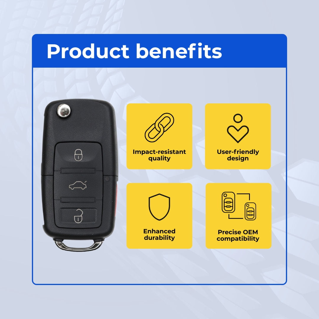 Replacement Flip Key Fob for Volkswagen Golf 2016 FCC NBG010180T Part Number 5K0837202 5K0837202AK 5K0837202AE Pack of 2