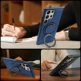 thumbnail image 6 of Allytechgroup Magnetic Case for Samsung Galaxy S23 Ultra, Built-in Invisible 360° Rotatable Kickstand, Compatible with MagSafe, PU Leather Slim Shockproof Protective Phone Case Cover, Blue, 6 of 6